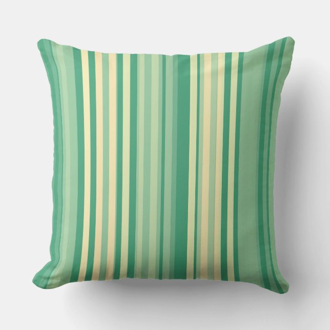 Coussin Stripes Mélange vert et blé de la mer (Recto)