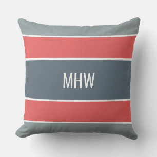 Coussin Stripes Motif personnalisé monogramme lancer oreil