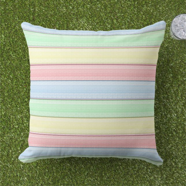 Coussin Stripes Pastel coloré moderne géométrique (Herbe)