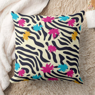 Coussin Stripes zébrées Abstraites avec pellicule de peint