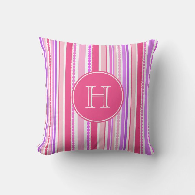 Coussin Stripey perle le carreau pourpre rose de (Recto)