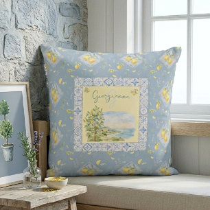 Coussin Studio Riviera italienne Aquarelle aérienne