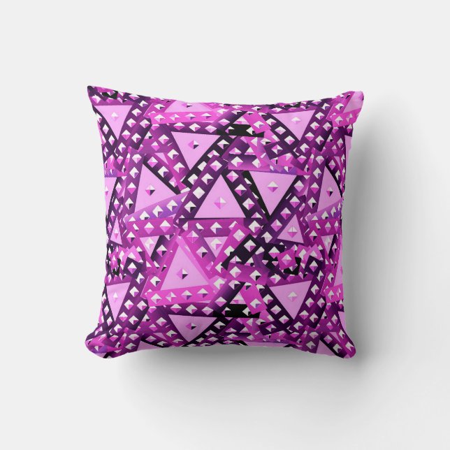 Coussin "Studs et Triangles" abstrait - violet, violet (Recto)