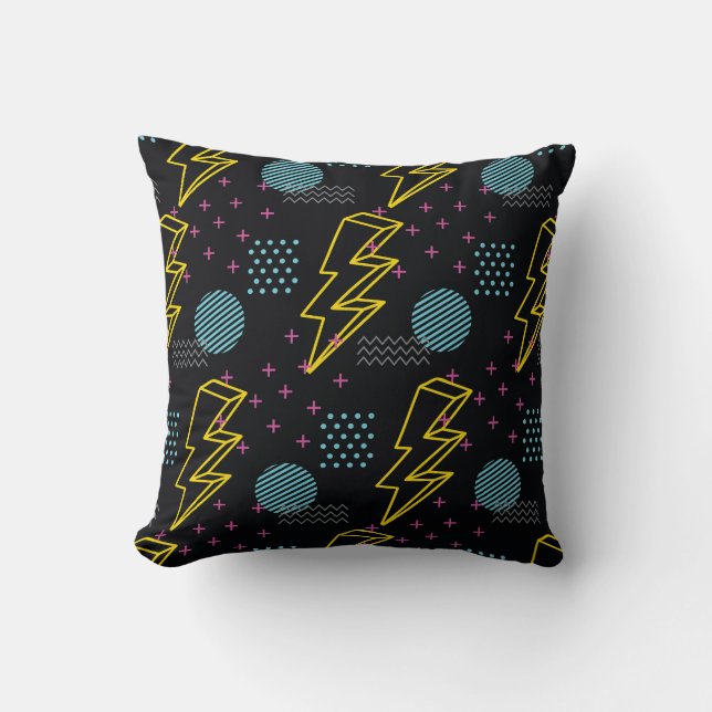 Coussin Style années 90 : motif abstrait coloré (Recto)