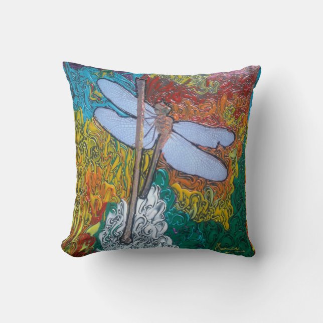 Coussin "style art peter max" dragon lancer pilon (Recto)