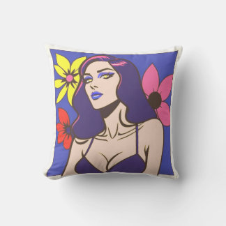 Coussin Style bande dessinée jolie femme Jeu d'oreiller