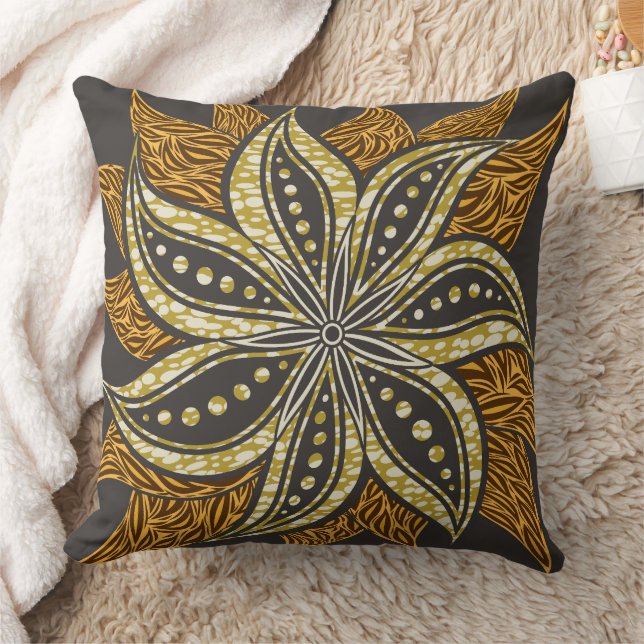 Coussin Style Batik Floral Abstrait africain (Couverture)