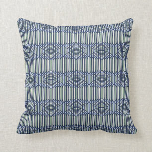 Coussin Style Bauhaus Sage géométrique et bleu