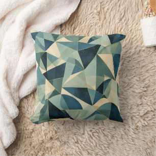 Coussin Style Bauhaus Sage géométrique et Lumbar bleu