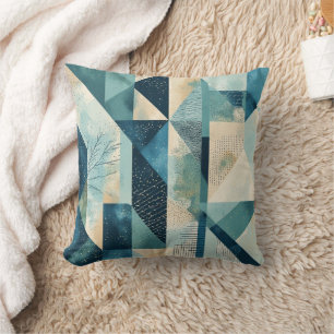 Coussin Style Bauhaus Sage géométrique et Lumbar bleu