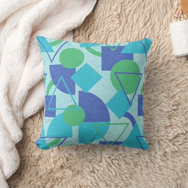 Coussin Style Bauhaus vert et bleu (Couverture)