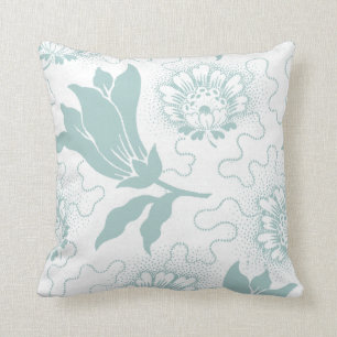 Coussin Style blanc turquoise vintage rustique de ferme