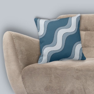 Coussin Style Blue Ripple Waves Lines Stripes Motif