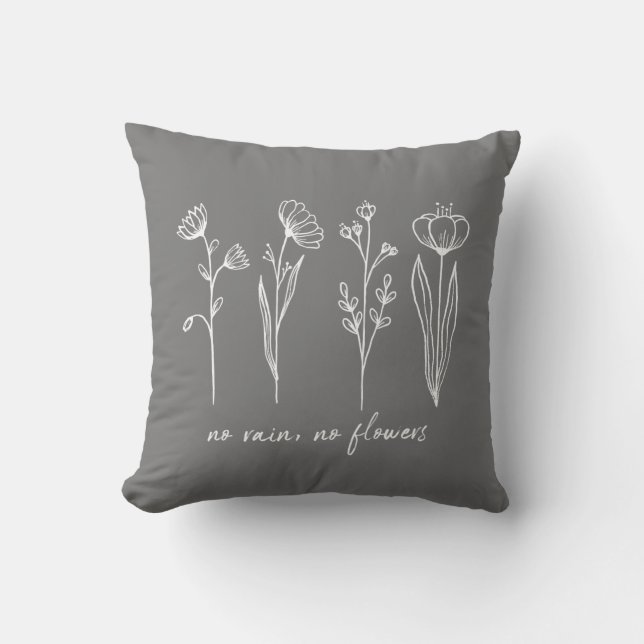 Coussin Stylé Boho Flower Inspiration Citation gris clair (Recto)
