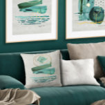 Coussin Style Boho Moderne Aquarelle Abstraite Vert n Or<br><div class="desc">Une des deux images intitulée "Semences et récolte". Le thème de la décoration de la maison, riche moody green color, est présenté dans cette terre organique célébrant la peinture. Avec des formes arrondies et géométriques peintes en aquarelles libres et contemporaines aux accents d'or, Audrey Jeanne Roberts, artiste et designer de...</div>