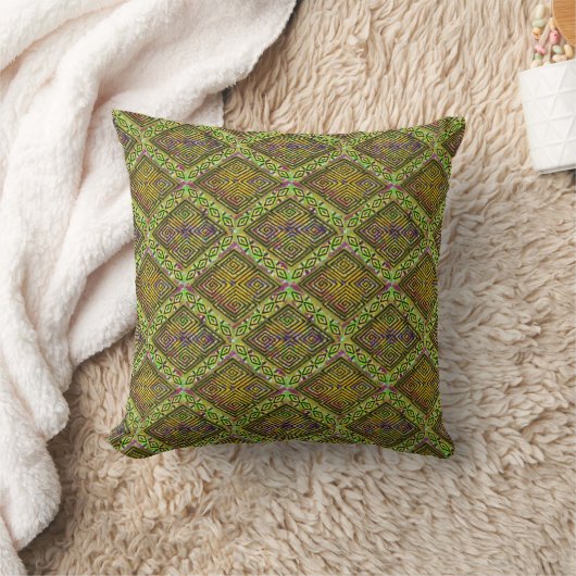Coussin Style Boho vert Terre | Tissu de boue inspiré (Couverture)