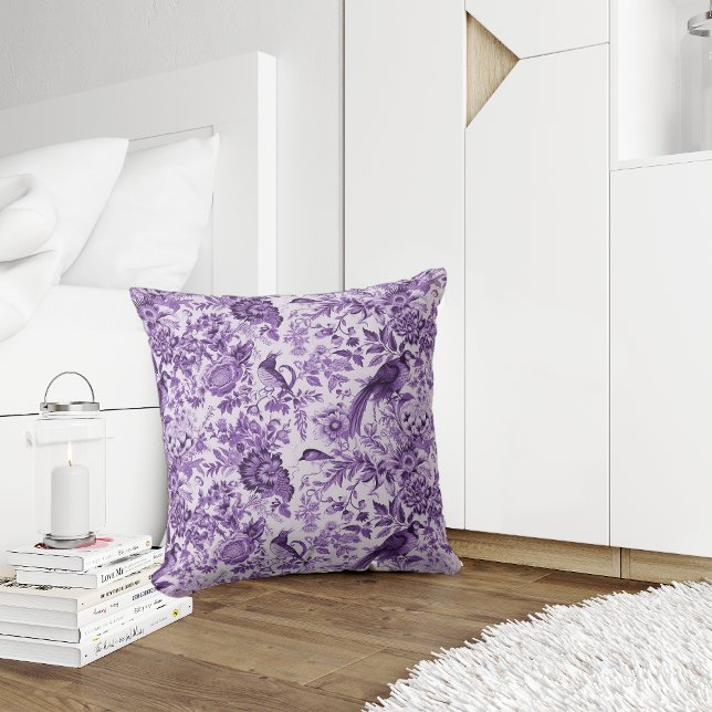 Coussin Style chalet français Toile de Jouy Violet (Créateur téléchargé)