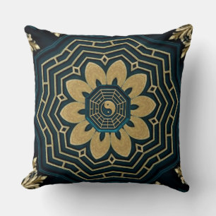 Coussin Style chic or et vert asiatique