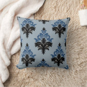 Coussin Style Classique Damassé bleu et noir (Couverture)