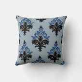 Coussin Style Classique Damassé bleu et noir (Verso)