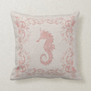 Coussin Style côtier rose et beige rose