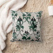 Coussin Style Damassé Vert, Noir, Blanc et Argent (Couverture)