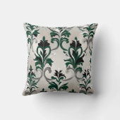 Coussin Style Damassé Vert, Noir, Blanc et Argent (Verso)