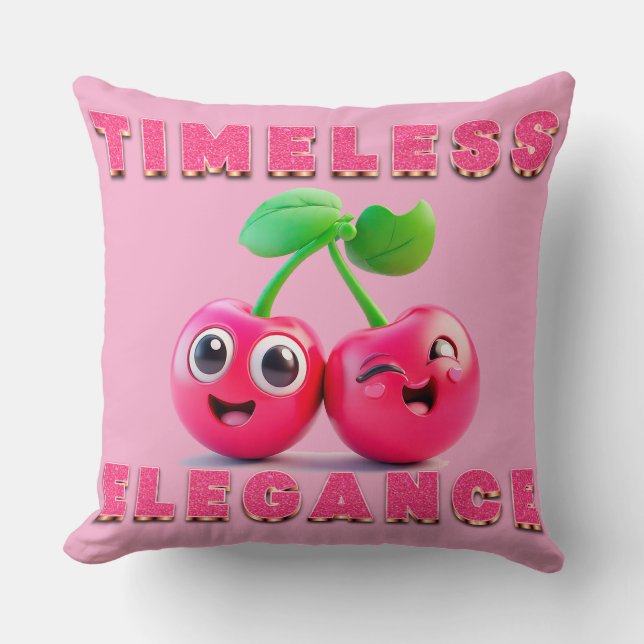 Coussin Style de dessin animé adorable Cerise joyeuse  (Recto)