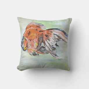 Coussin Style de dessin Ryukin Poisson d'or peinture acryl