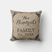 Coussin Style de ferme rustique Nom de famille Année de fo (Recto)