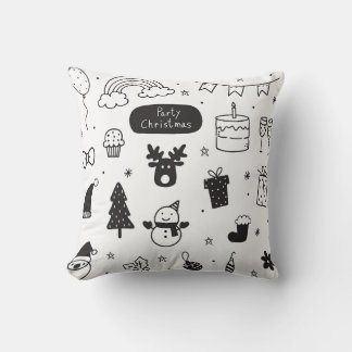 Coussin style de Noël noir et blanc