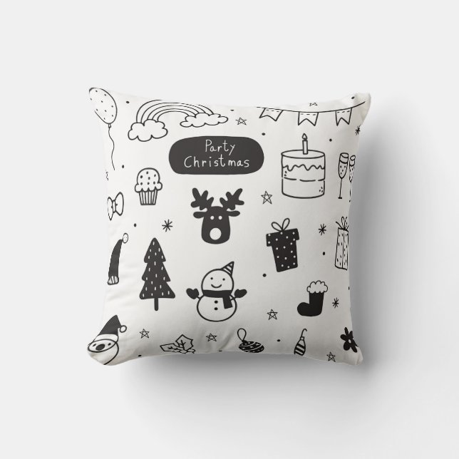 Coussin style de Noël noir et blanc  (Recto)