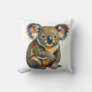 Coussin Style de peinture à l'huile vibrant Koala coloré i
