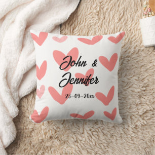Coussin style de texte minimal simple blanc mariage cœur r
