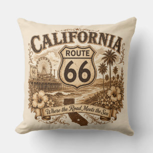 Coussin Style Décor California Route 66 Santa Monica