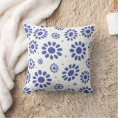 Coussin Style floral bleu classique Hampton blanc (Couverture)
