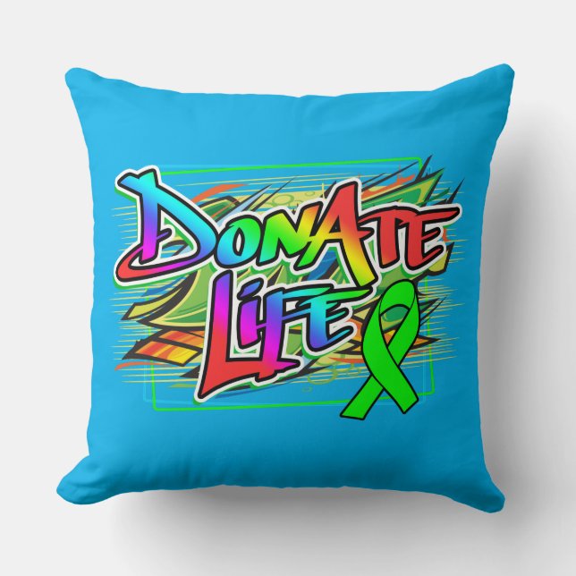 Coussin Style Graffiti Sensibilisation aux dons d'organes (Recto)