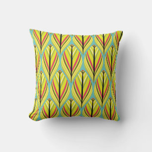 Coussin style indien plumes sans couture motif en jaune b