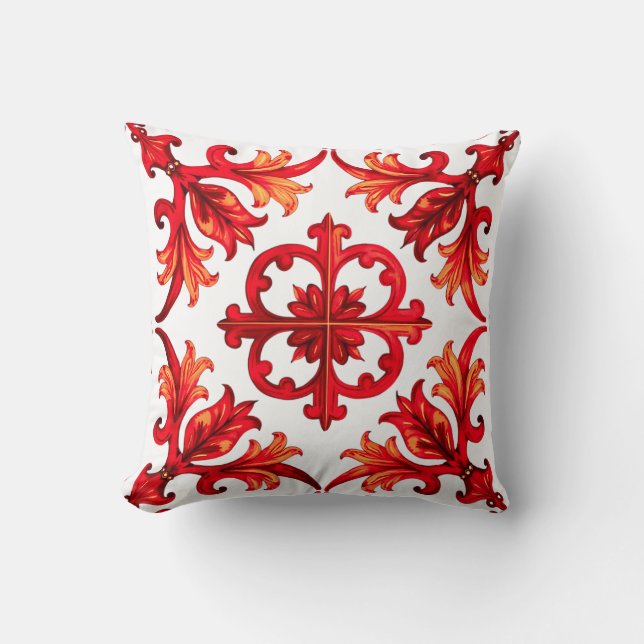 Coussin Style italien, mosaïque, rouge (Recto)
