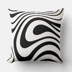 Coussin Style Marbre Abstrait Noir et Blanc