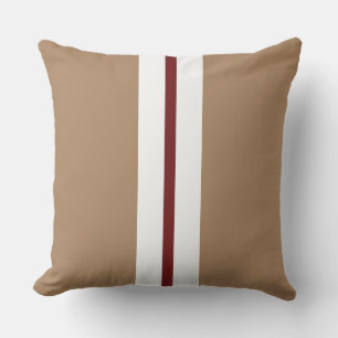Coussin Style Mocha Brown foncé rouge blanc rayures de cou