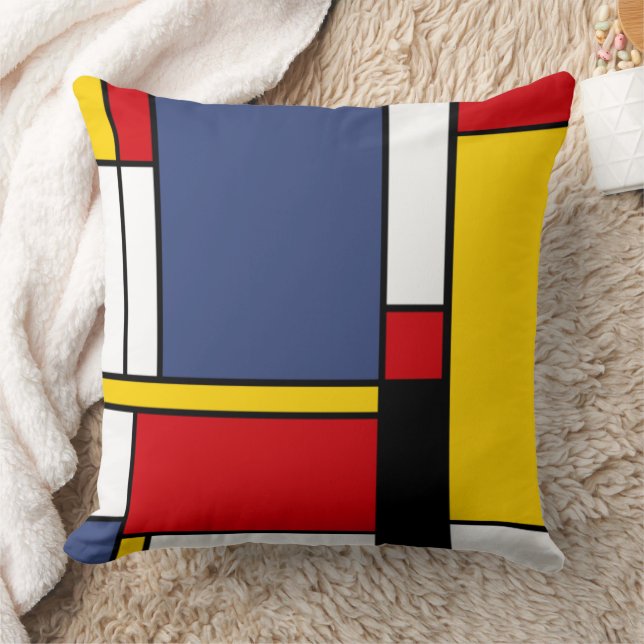 Coussin Style Mondrian Design d'art Abstrait moderne (Couverture)