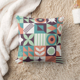 Coussin Style néo-géométrique bauhaus memphis Brown vert