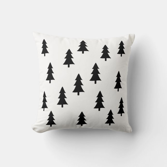 Coussin Style noir abstrait moderne de Scandinave d'arbres (Recto)