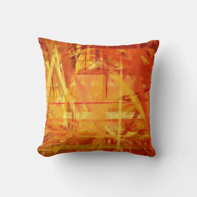 Coussin Style peint par beaux-arts jaune-orange (Recto)