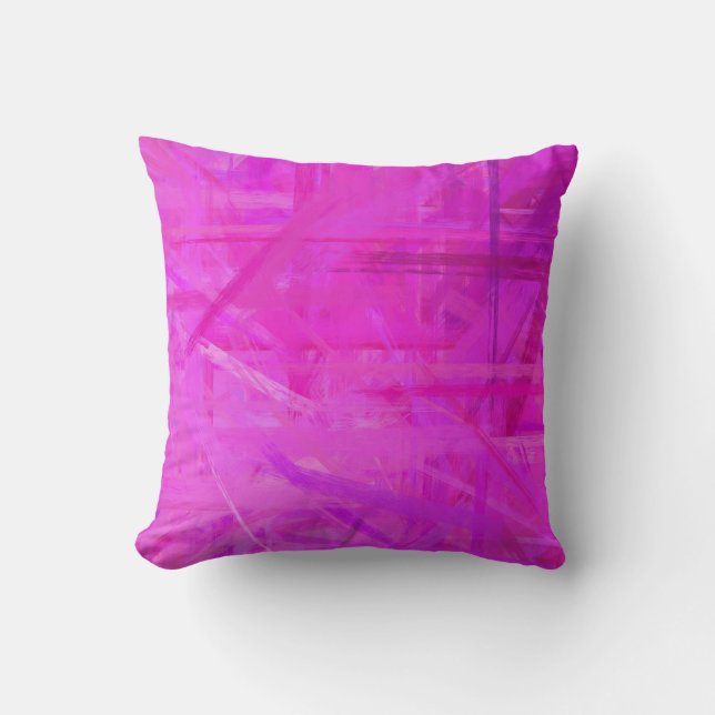 Coussin Style Peint Rose Chaud (Recto)