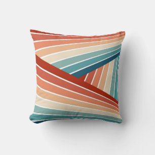 Coussin Style rétro coloré diagonale arc-en-ciel
