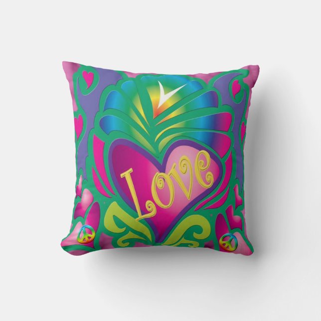 Coussin Style rétro Paix et Amour (Recto)