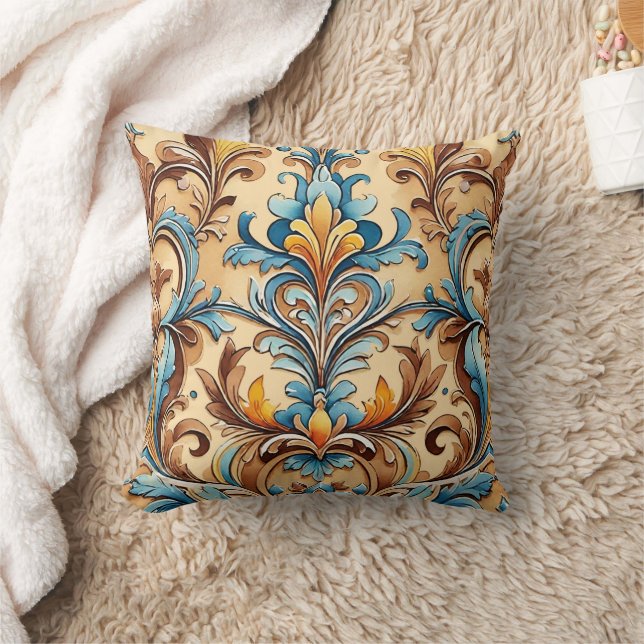 Coussin Style Sud-Ouest Symétrique Motif Tan Turquoise (Couverture)