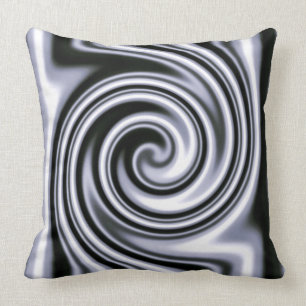 Coussin Style tribal spirale bleu acier argenté flou
